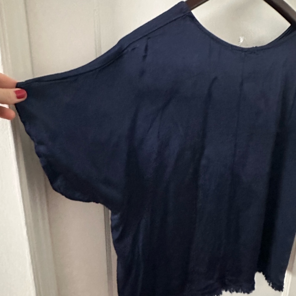 Free For Humanity, Round Neck Fringe Top O/S NWT; made in Italy - Picture 3 of 9
